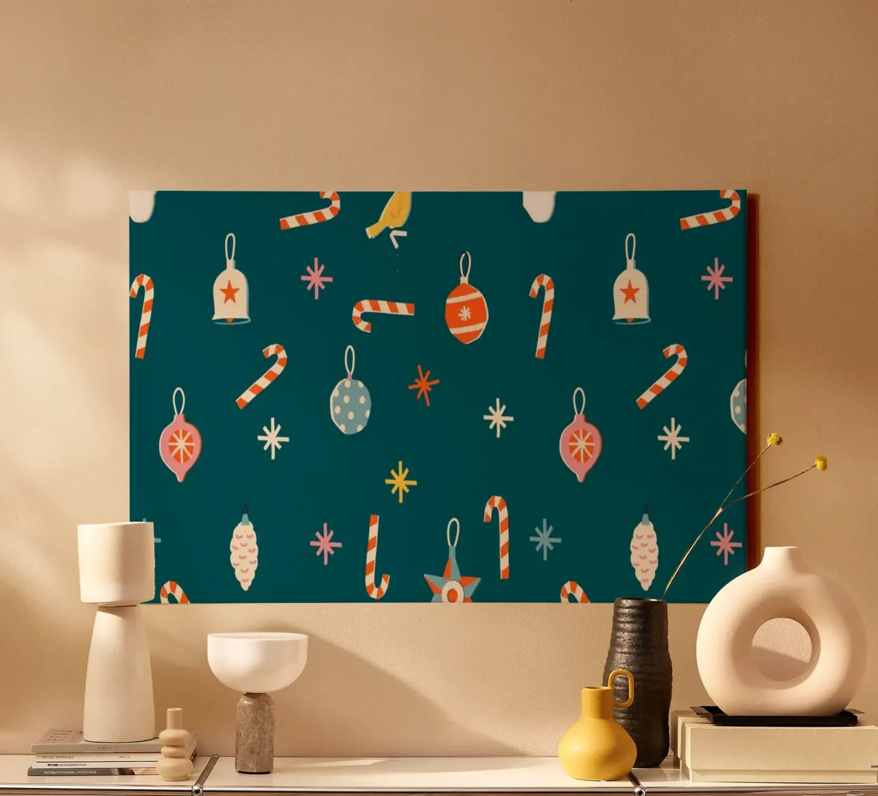 Christmas Pattern No 33 tela con Cornice a cassetta da treechild