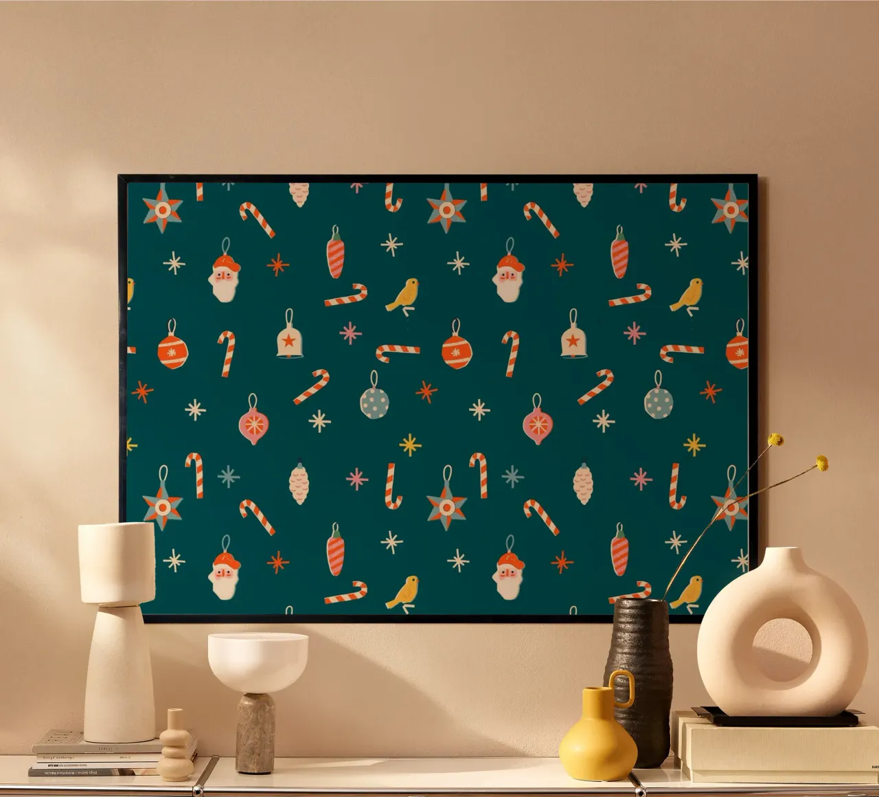 Christmas Pattern No 33 poster con telaio in plastica da treechild