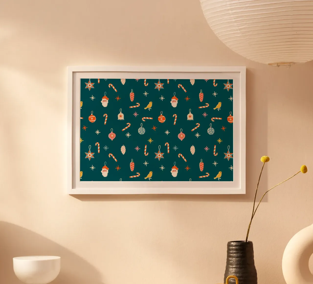 Christmas Pattern No 33 poster con telaio in plastica da treechild