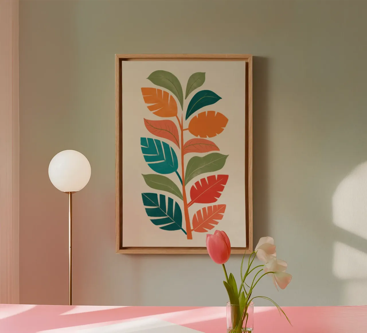 Herfst Cascade Tak canvas met Baklijst van Selene Shade