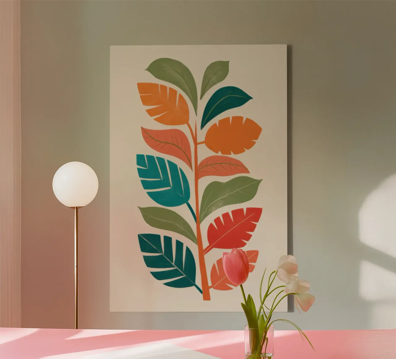 Herfst Cascade Tak canvas met Baklijst van Selene Shade