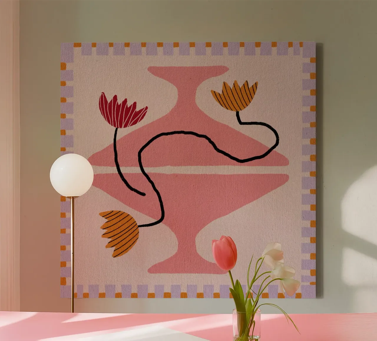 Out-of-Vase Blooms 8 tela con Cornice a cassetta da Shatha Al Dafai