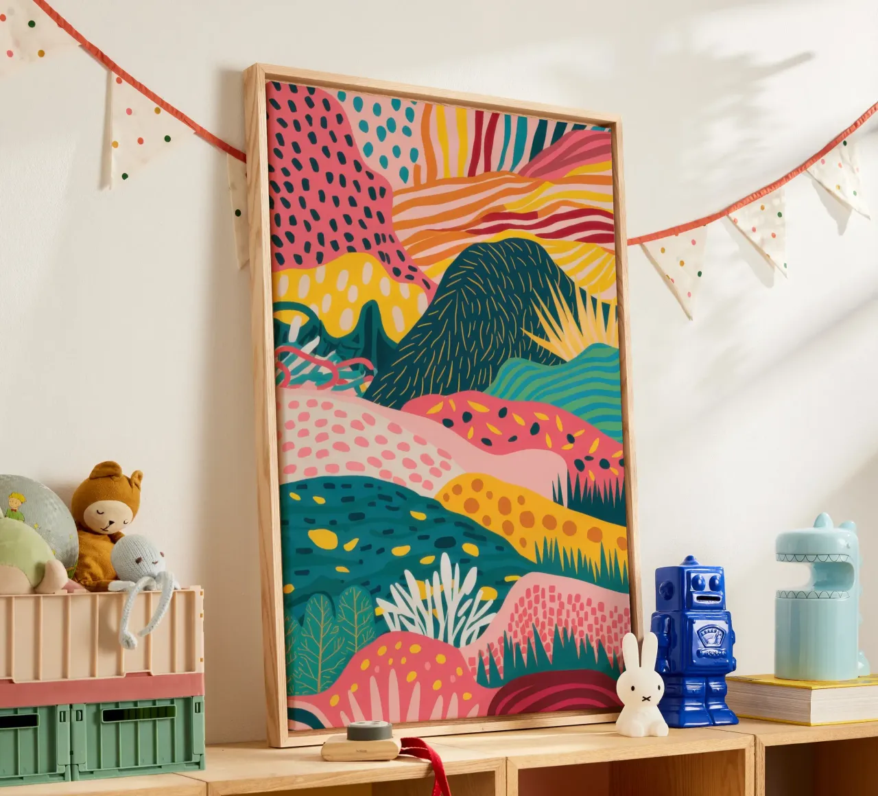 Abstracte heuvelgolven canvas met Baklijst van Irish Strokes