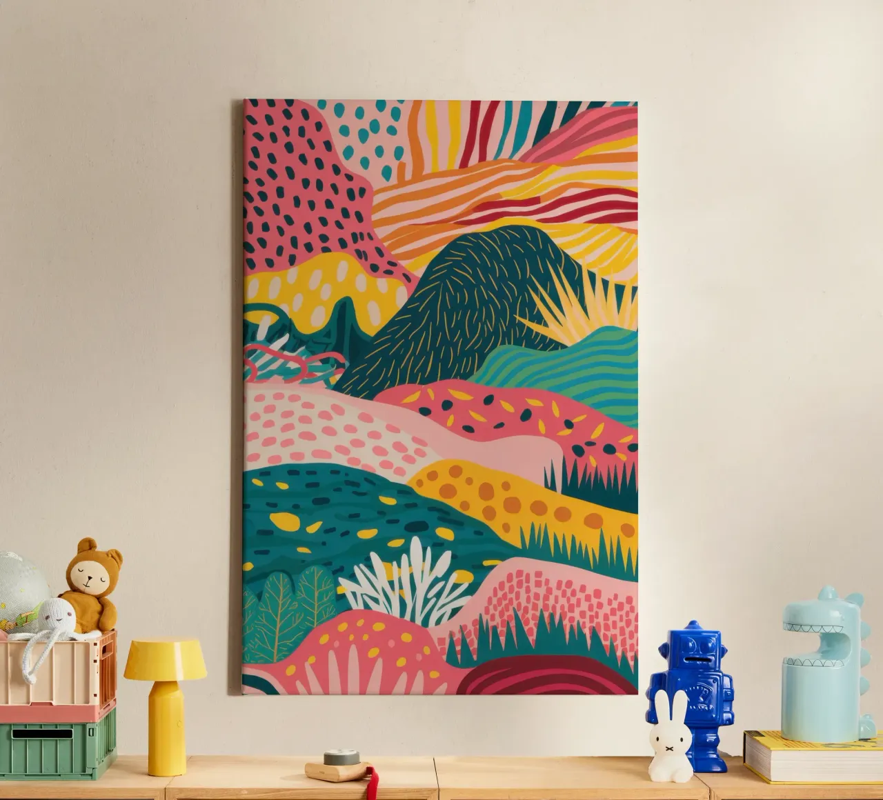 Abstracte heuvelgolven canvas met Baklijst van Irish Strokes