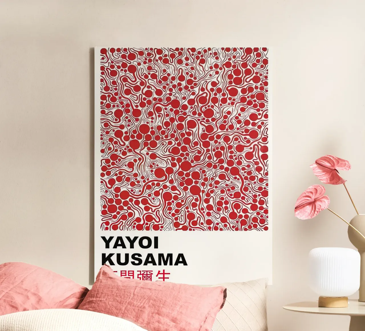Roter Kreis Leinwand mit Schattenfugenrahmen von HKS JAPANESESTORE