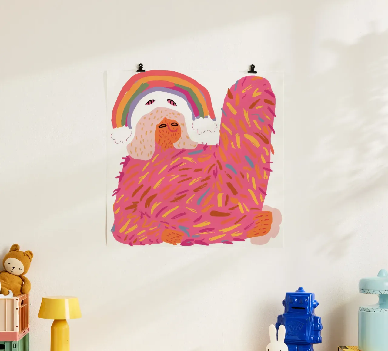 Coccole per gatti arcobaleno poster con telaio in alluminio da Mark Solaria