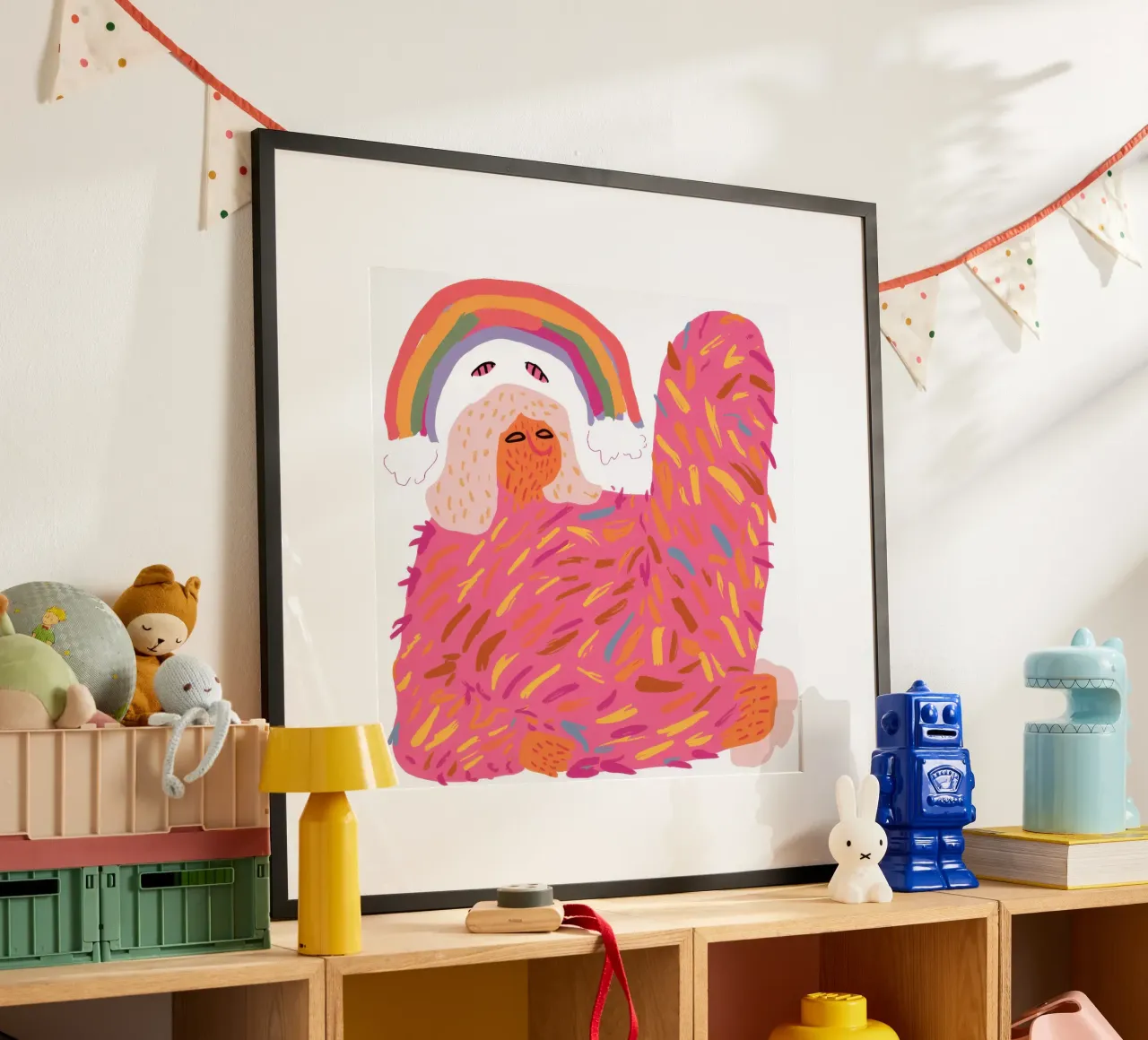 Coccole per gatti arcobaleno poster con telaio in alluminio da Mark Solaria