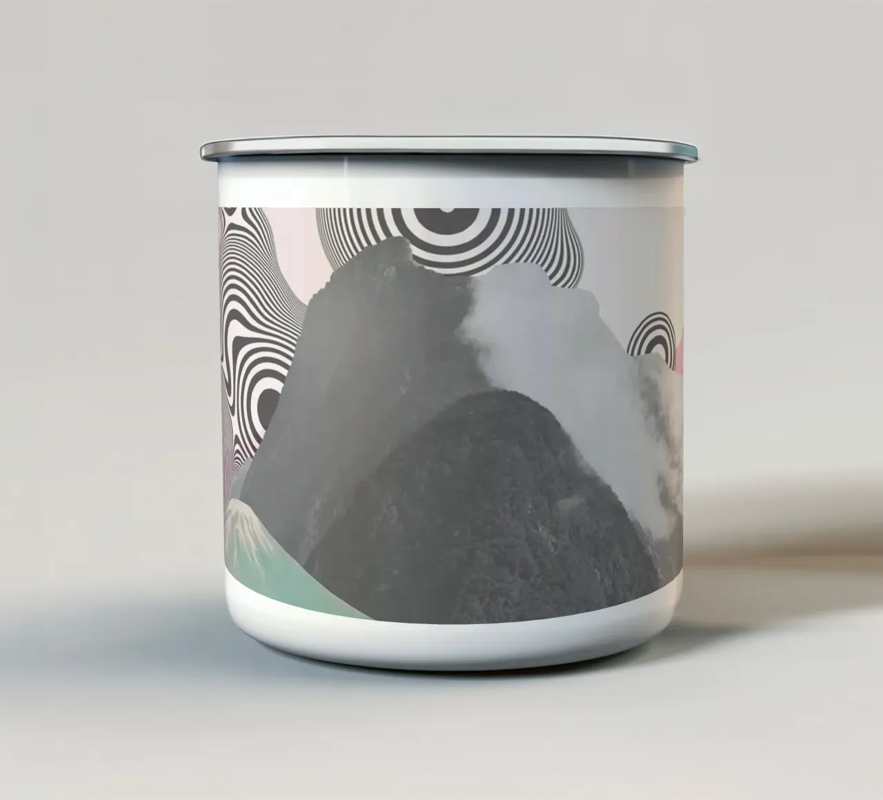 Dreams Beyond Terrain | Press Play Kunstdruk Collage emaille mok van Press Play Art Prints