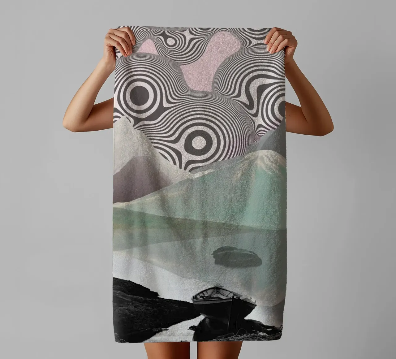 Dreams Beyond Terrain | Press Play Art Print Collage towel by Press Play Art Prints