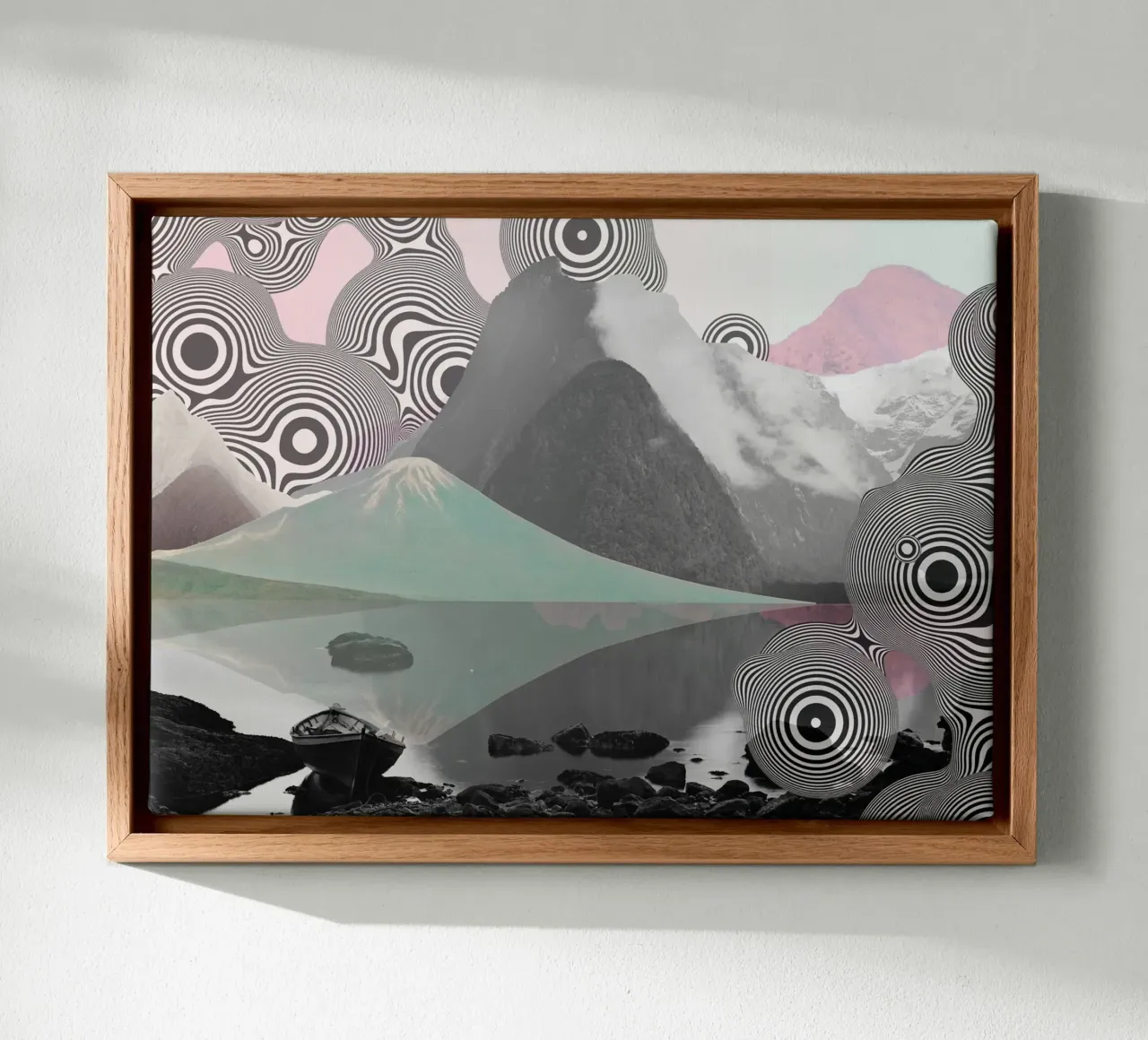 Dreams Beyond Terrain | Press Play Art Print Collage canvas with Floater frame by Press Play Art Prints
