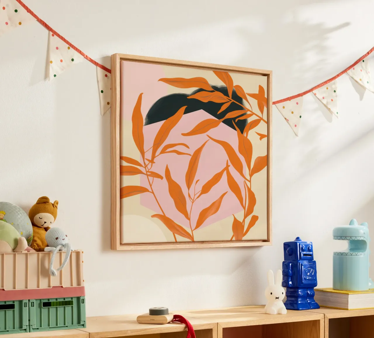 Herfstbladeren Cascade canvas met Baklijst van Luna Aura