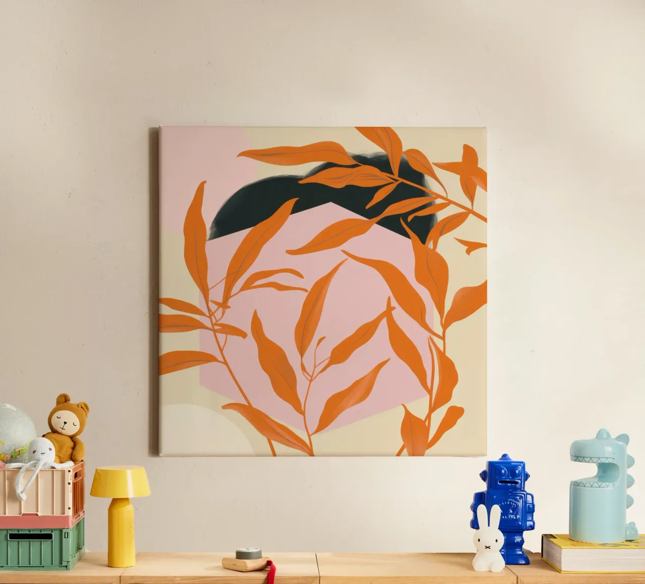 Herfstbladeren Cascade canvas met Baklijst van Luna Aura