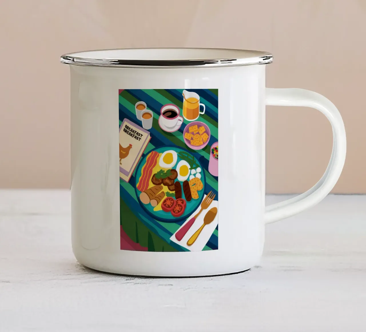 Il piatto completo all'inglese tazza in smalto da Trace Brush