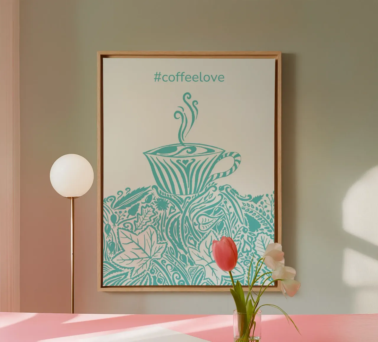 #coffeelove - Türkis tela con Cornice a cassetta da PaperLine Art