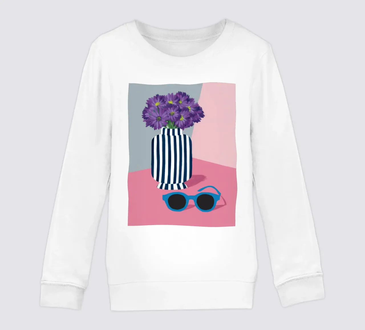 Violette in vaso a righe felpa bambino da Irish Strokes