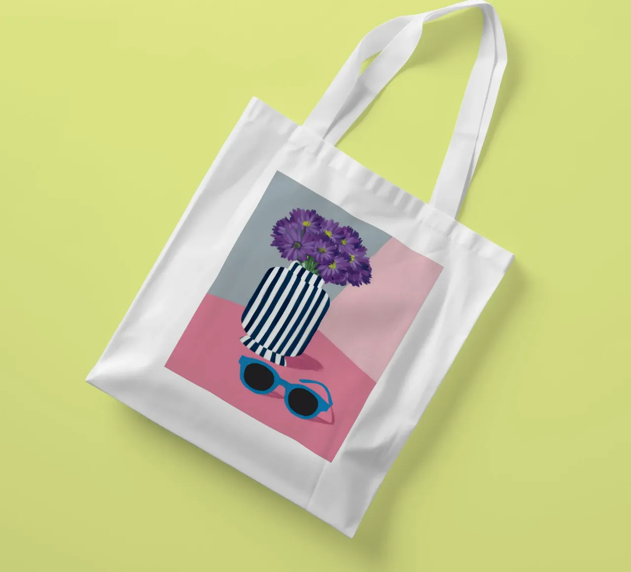 Violette in vaso a righe borsa in juta da Irish Strokes