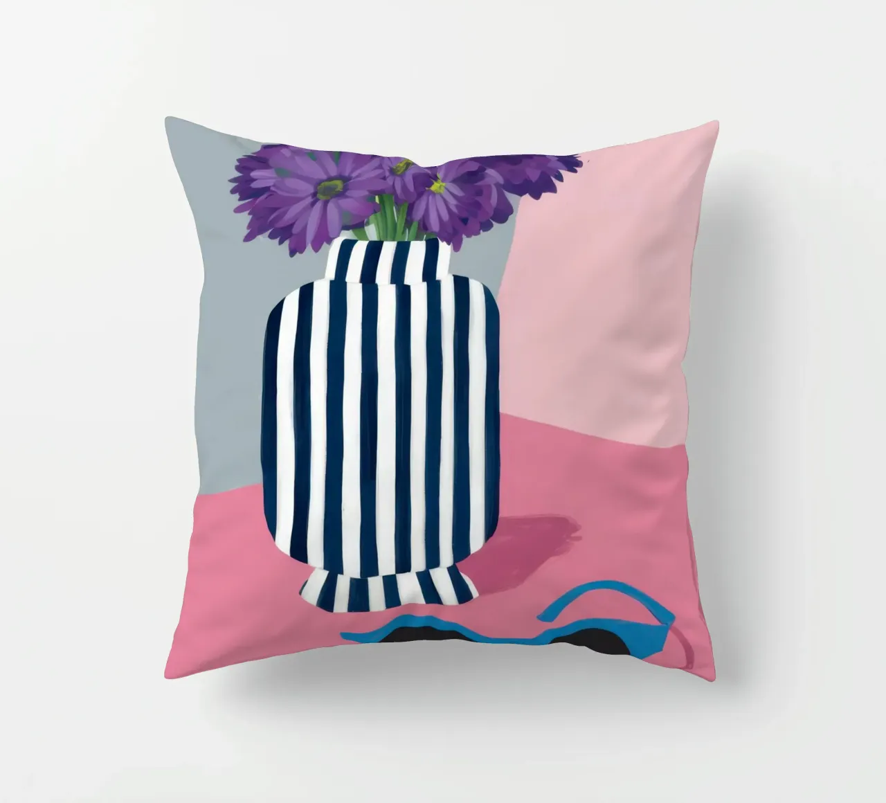 Violette in vaso a righe cuscino da Irish Strokes