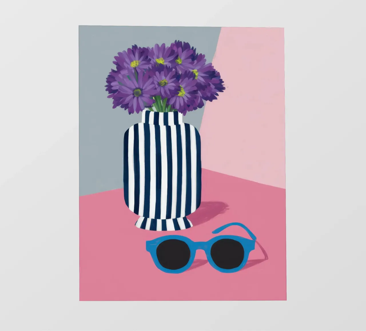Violette in vaso a righe telo in pvc da Irish Strokes
