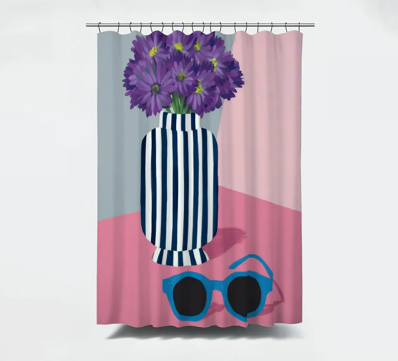 Violette in vaso a righe tenda da doccia da Irish Strokes