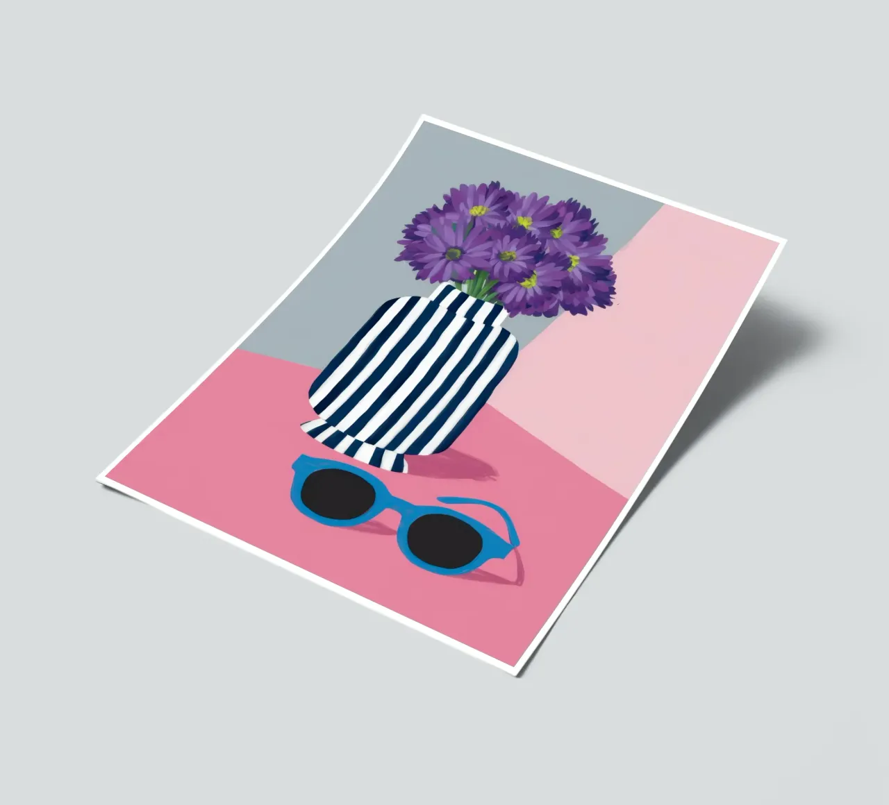 Violette in vaso a righe foglio adesivo da Irish Strokes