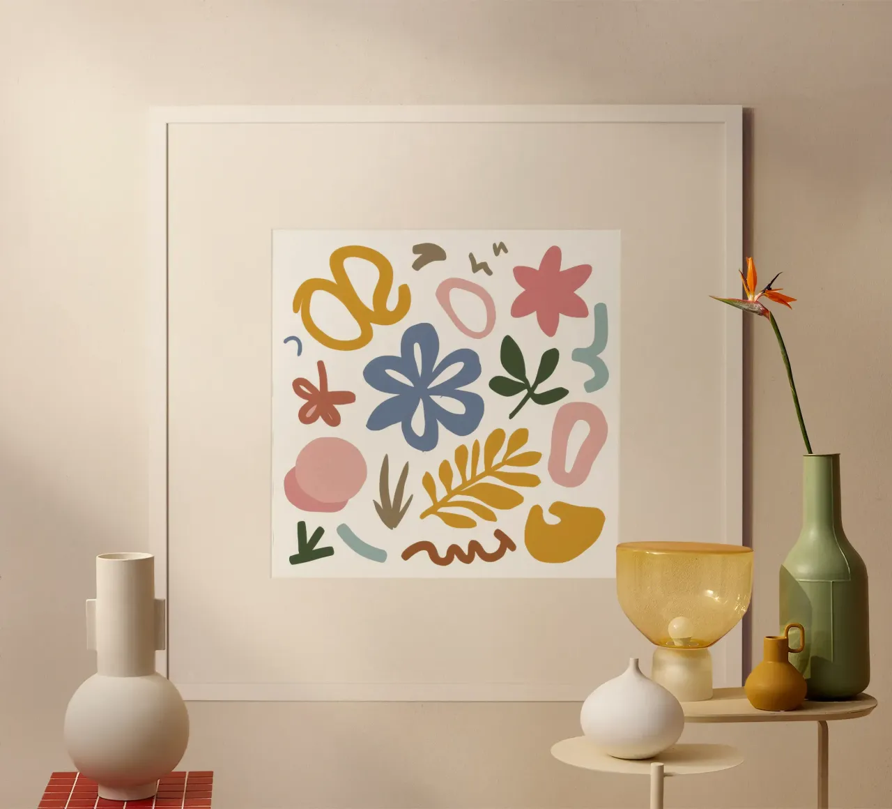 Spargimento floreale astratto poster con telaio in legno da Luna Aura
