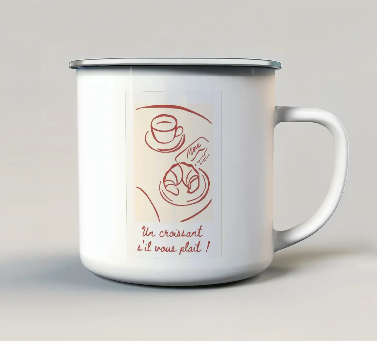 Un croissant s'il vous plait tazza in smalto da RS LAB STUDIO