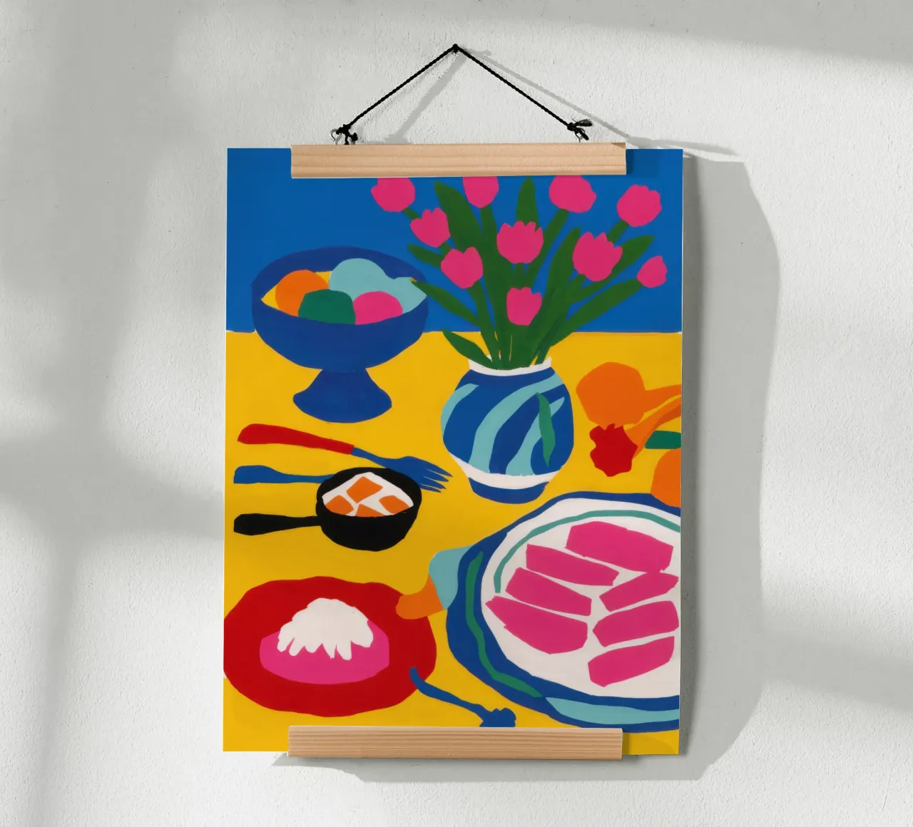 Caos cromatico della natura morta poster con telaio in legno da Trace Brush