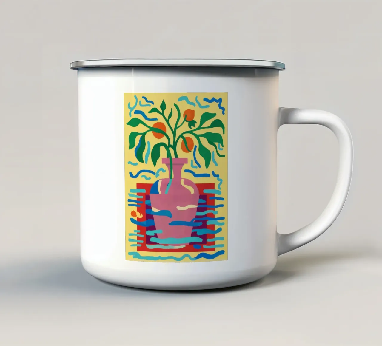 Rapsodia a fiore vibrante tazza in smalto da Selene Shade