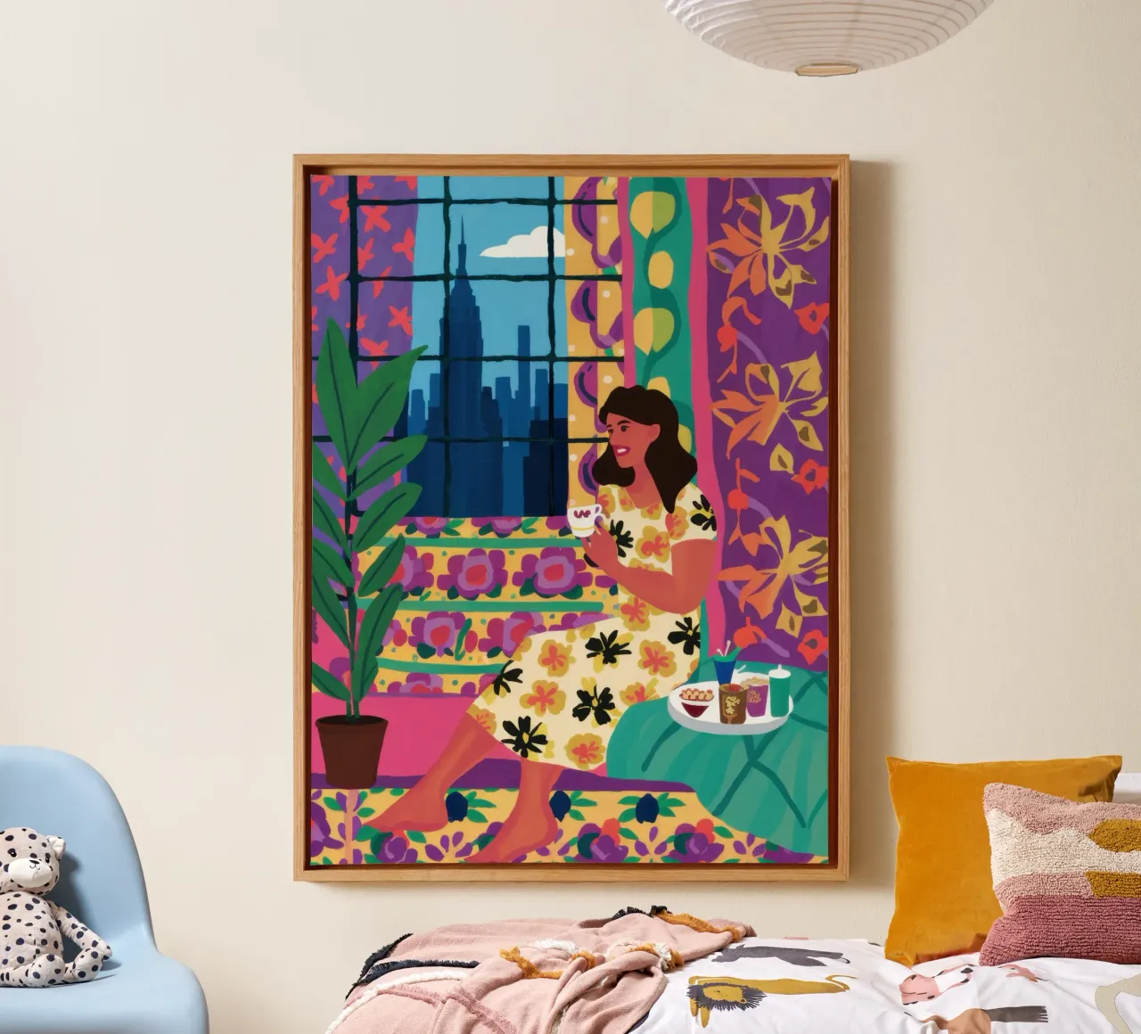 Window Gazing Reverie canvas with Floater frame by Gaia Viesta