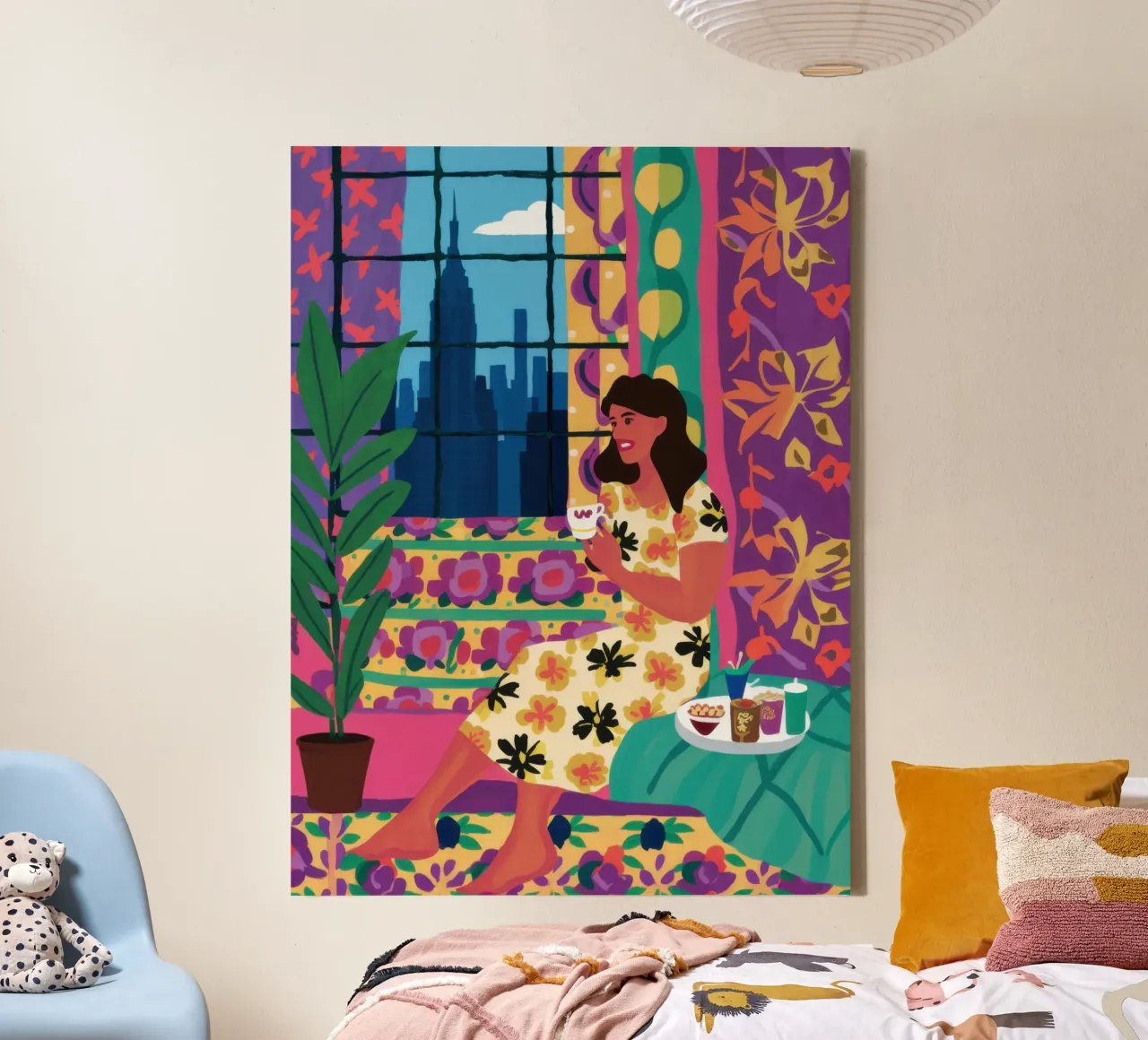 Window Gazing Reverie canvas with Floater frame by Gaia Viesta