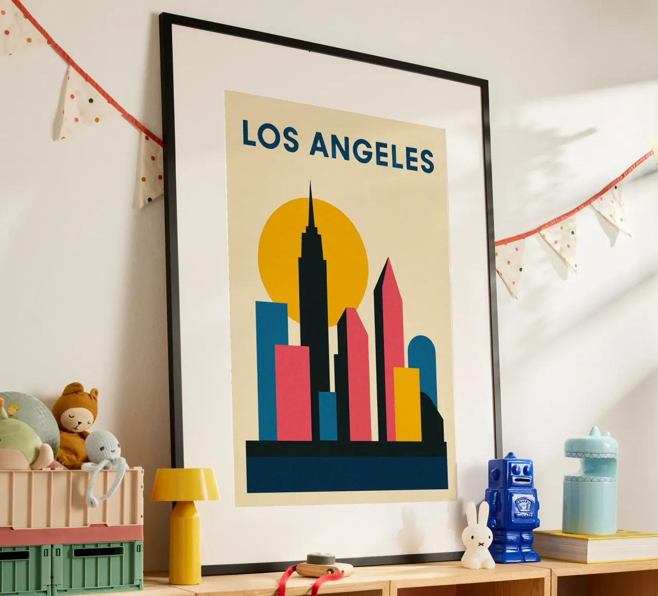 Il cielo di Los Angeles al tramonto poster con telaio in alluminio da JETLAG | affiches voyage