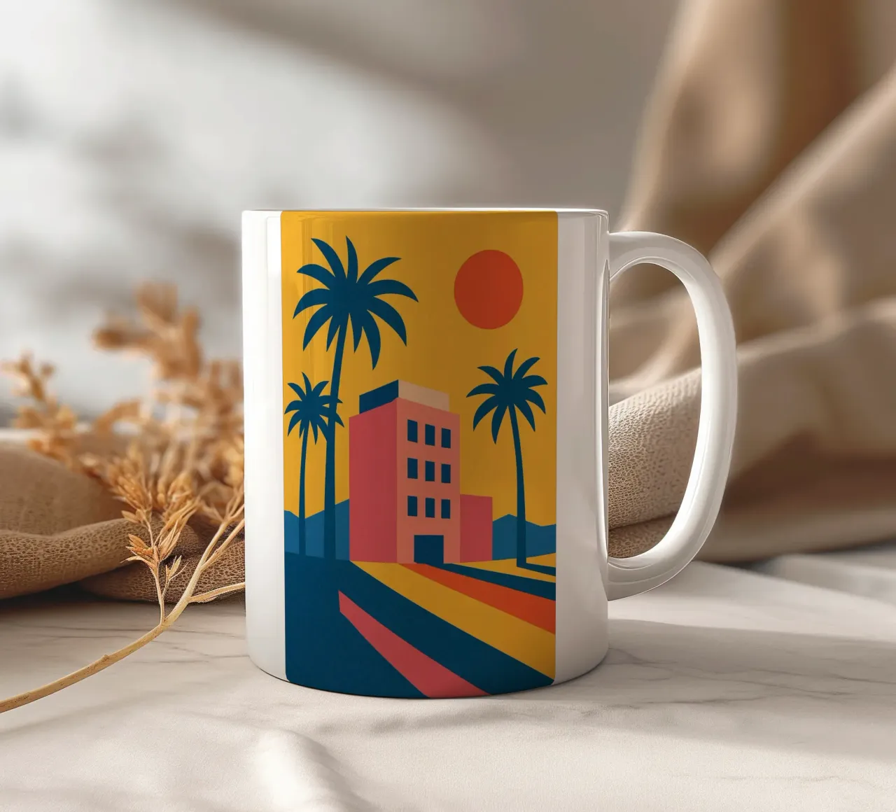 Un'assolata scena retrò a Los Angeles tazza in ceramica da JETLAG | affiches voyage
