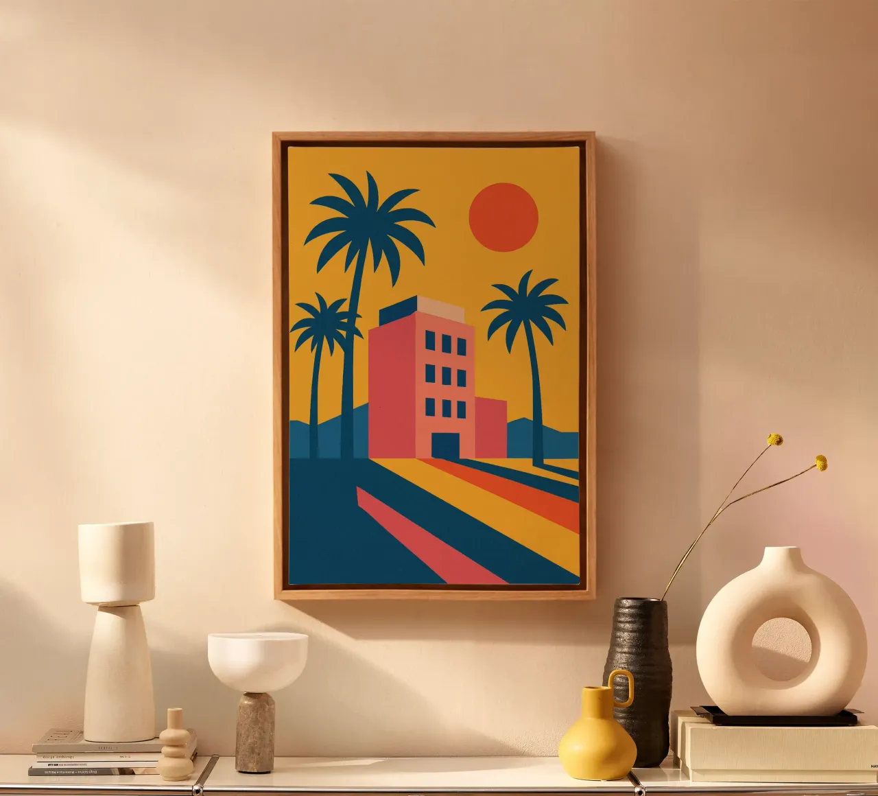 Un'assolata scena retrò a Los Angeles tela con Cornice a cassetta da JETLAG | affiches voyage