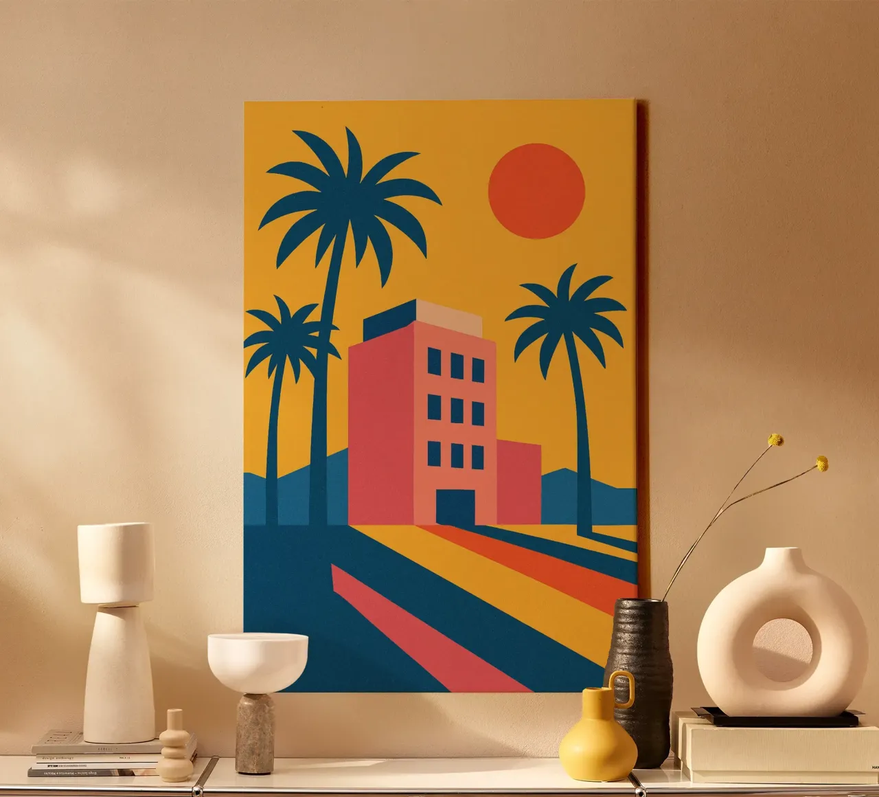 Un'assolata scena retrò a Los Angeles tela con Cornice a cassetta da JETLAG | affiches voyage