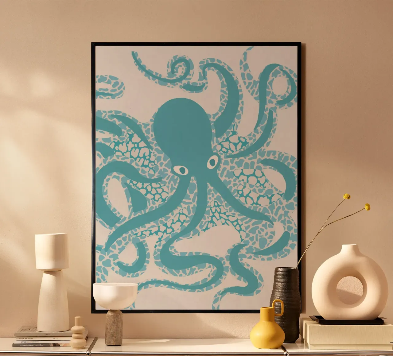 Polpo blu poster da Asha Designs