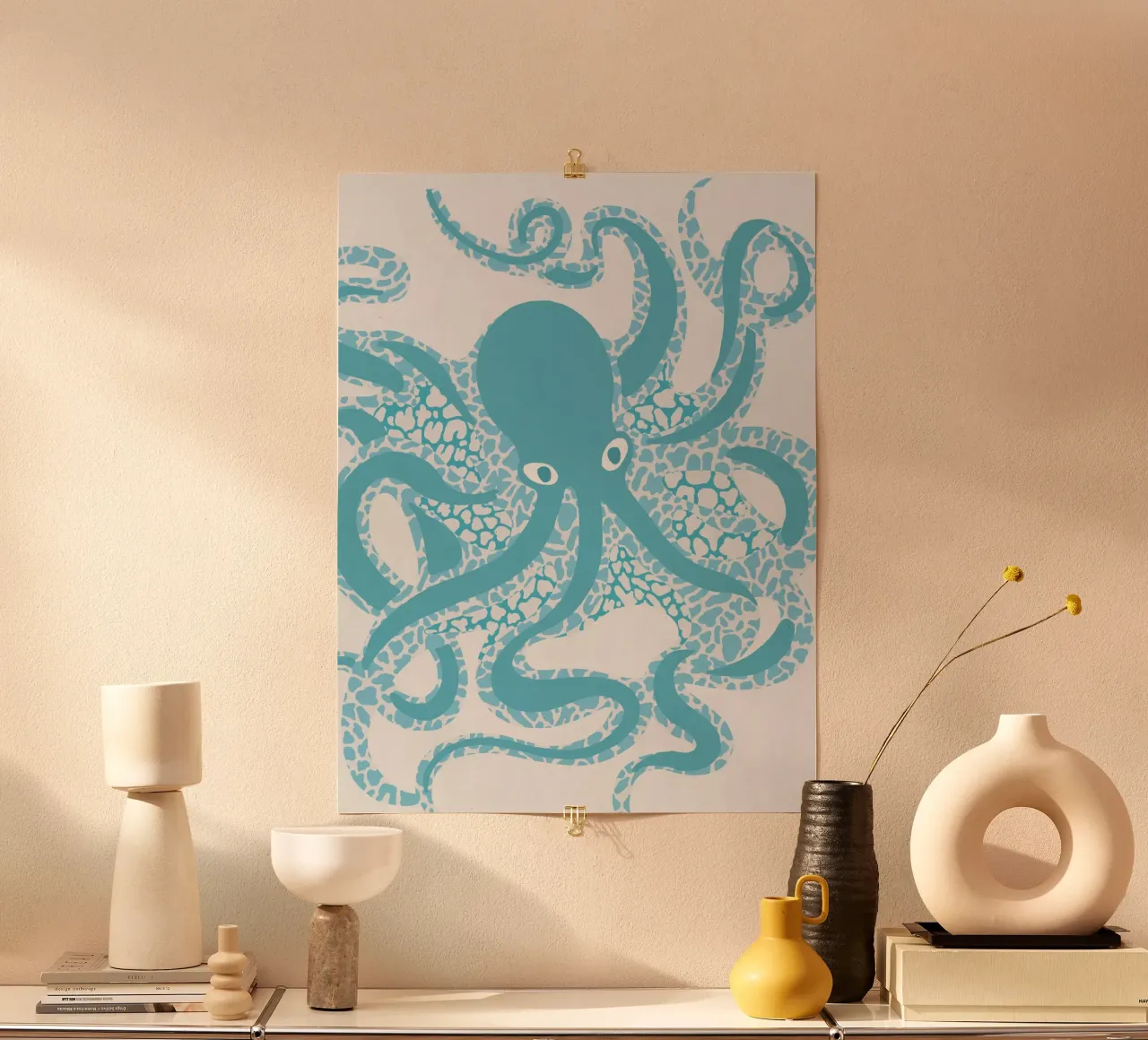 Polpo blu poster da Asha Designs
