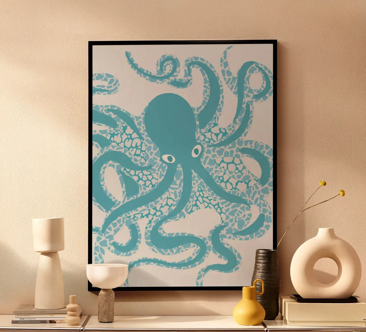 Polpo blu poster da Asha Designs