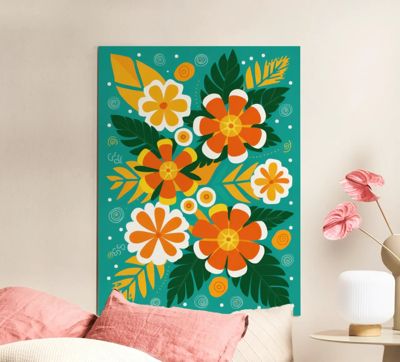 Fioritura zuccherina poster con telaio in alluminio da Trace Brush