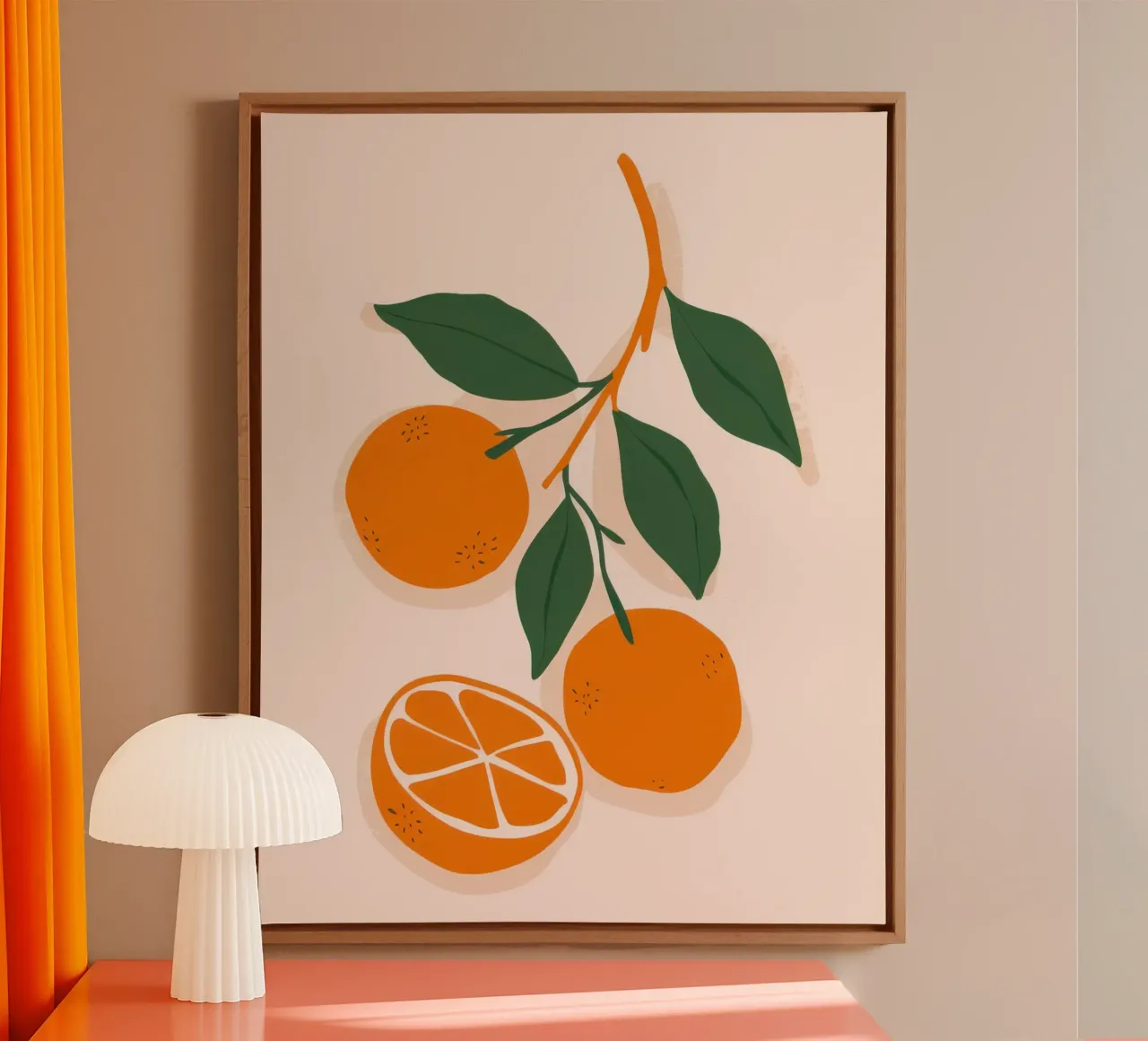 Zesty Orange Simplicity canvas with Floater frame by Selene Shade