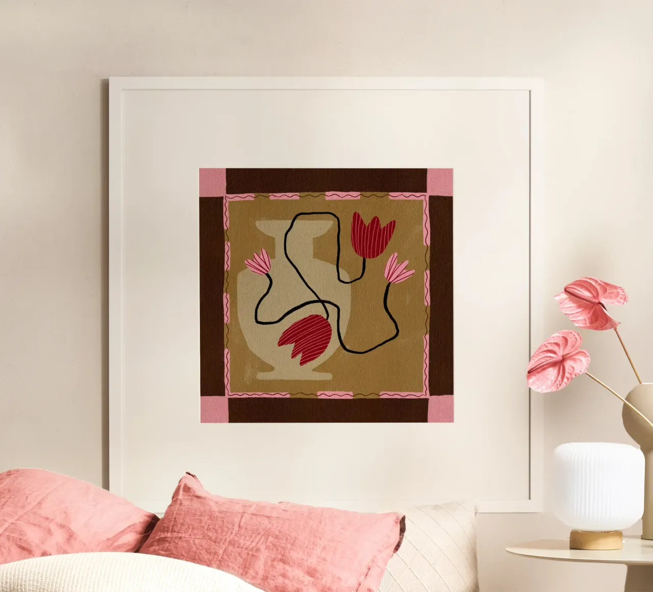 Out-of-Vase Blooms 4 poster con telaio in alluminio da Shatha Al Dafai