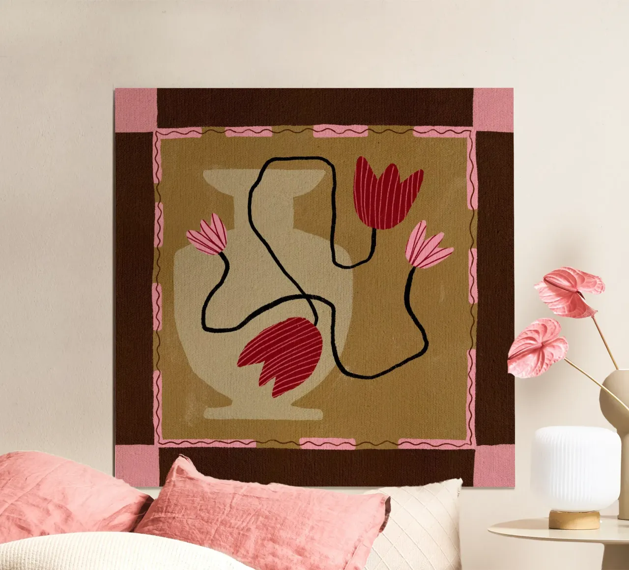 Out-of-Vase Blooms 4 poster con telaio in alluminio da Shatha Al Dafai