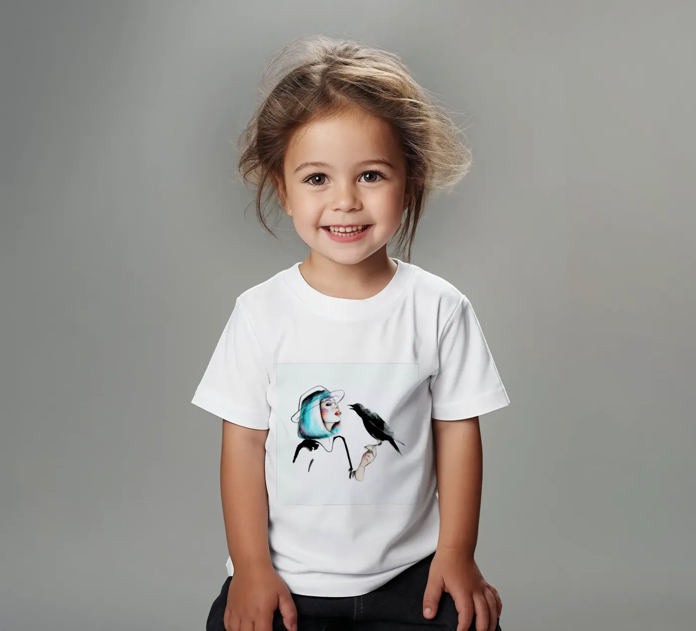 Crow kinder t-shirt van Ina Stanimirova