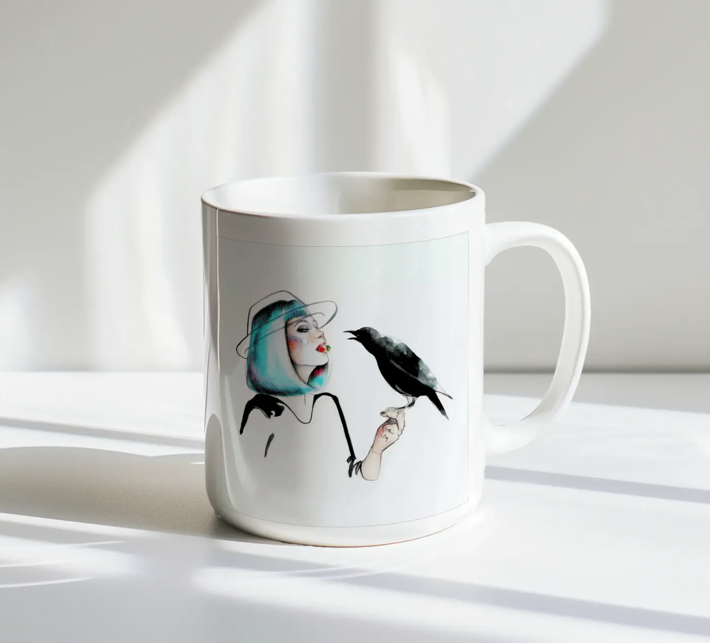 Crow Keramik Tasse von Ina Stanimirova