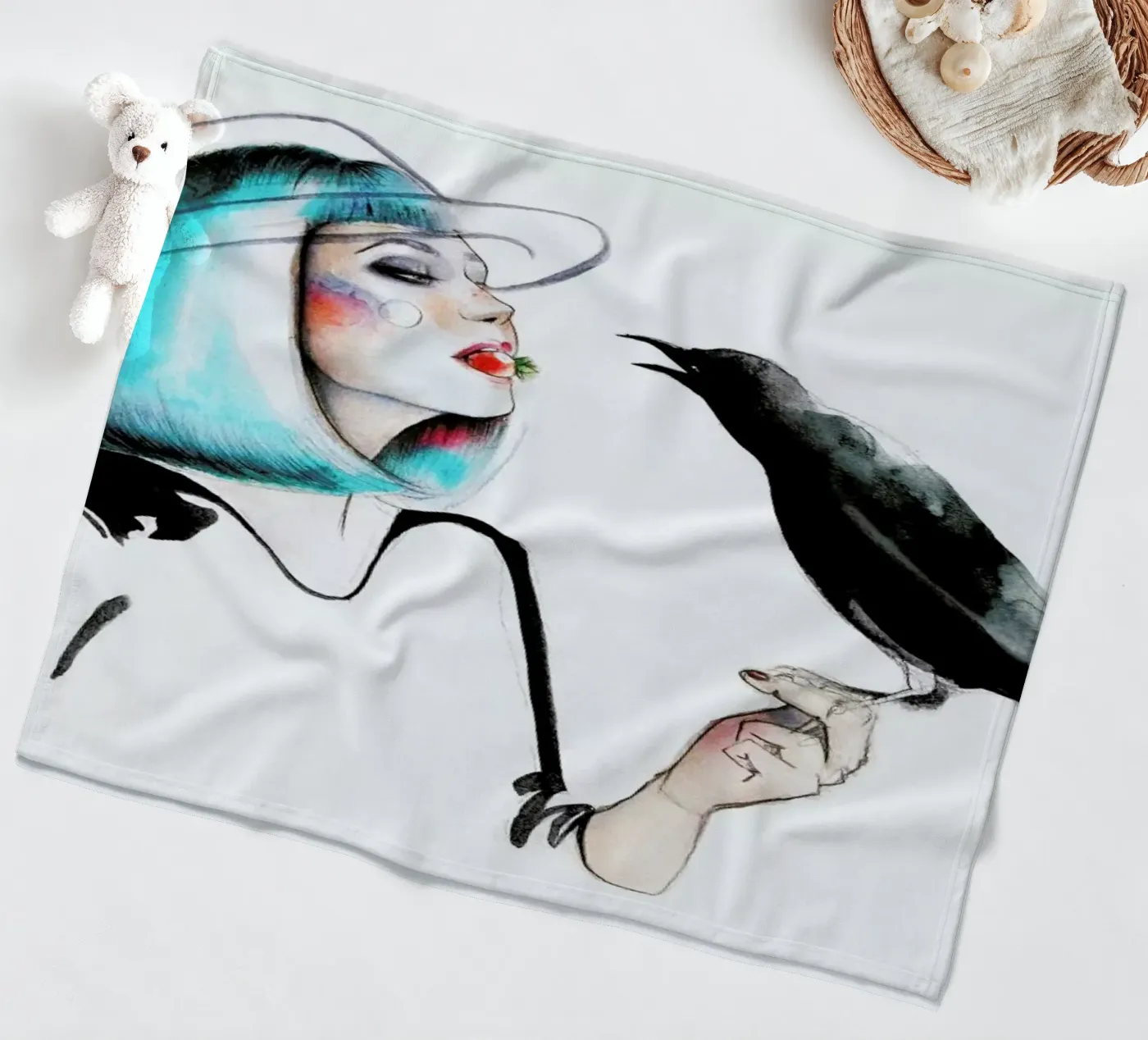 Crow Fleecedecke von Ina Stanimirova