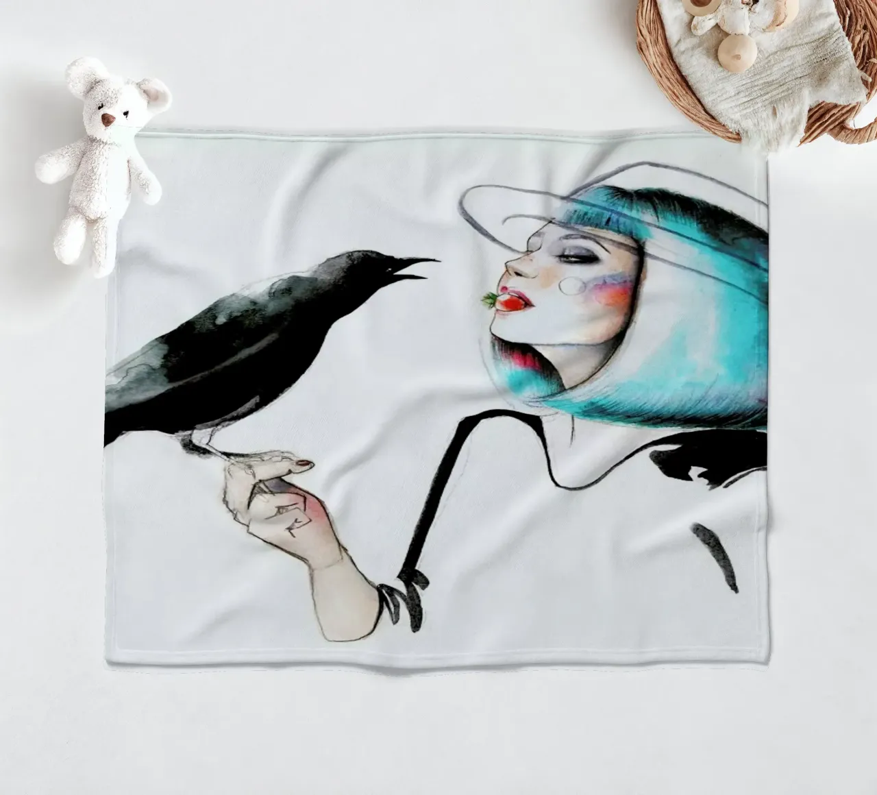 Crow Fleecedecke von Ina Stanimirova