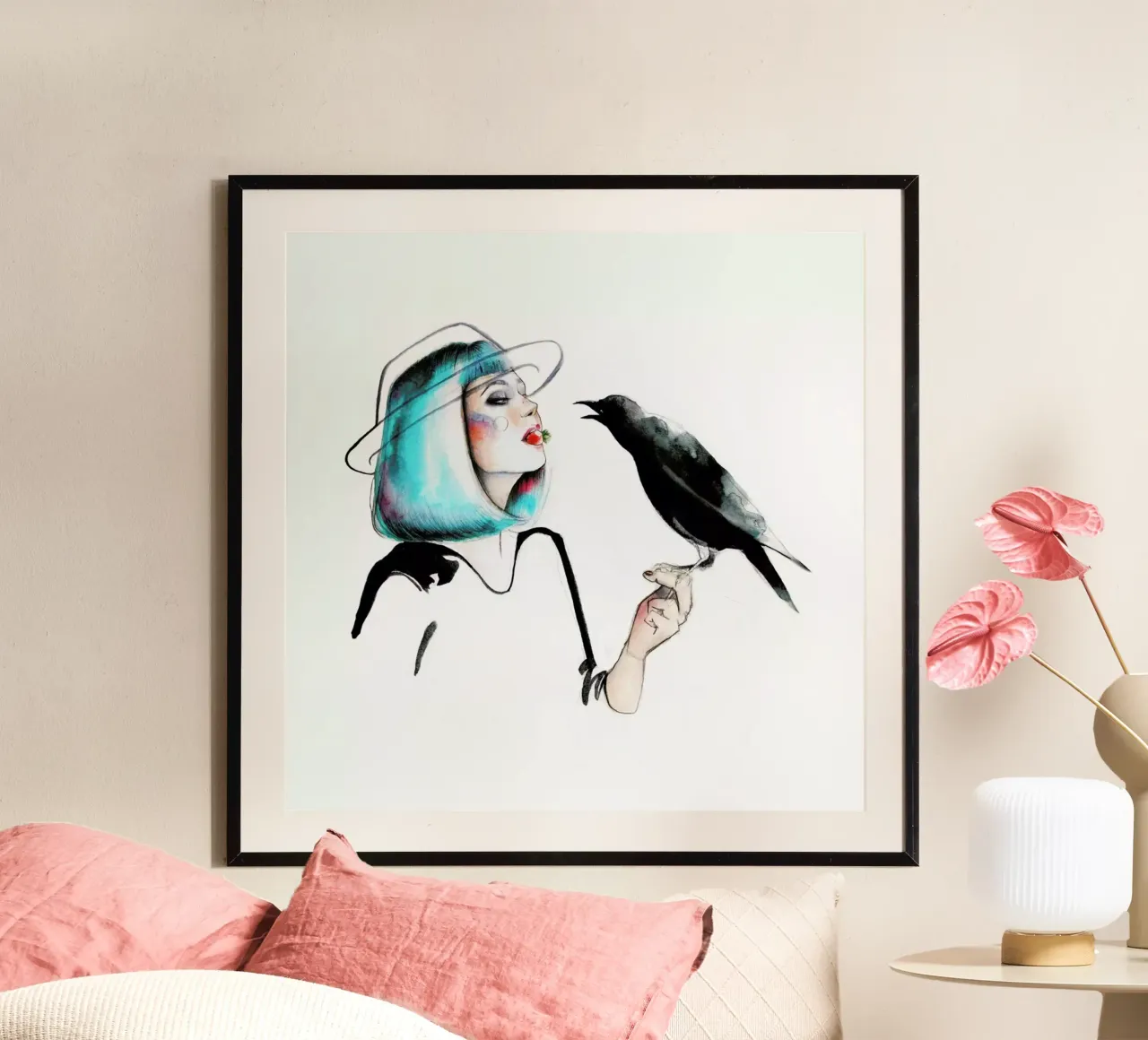 Crow poster con telaio in plastica da Ina Stanimirova