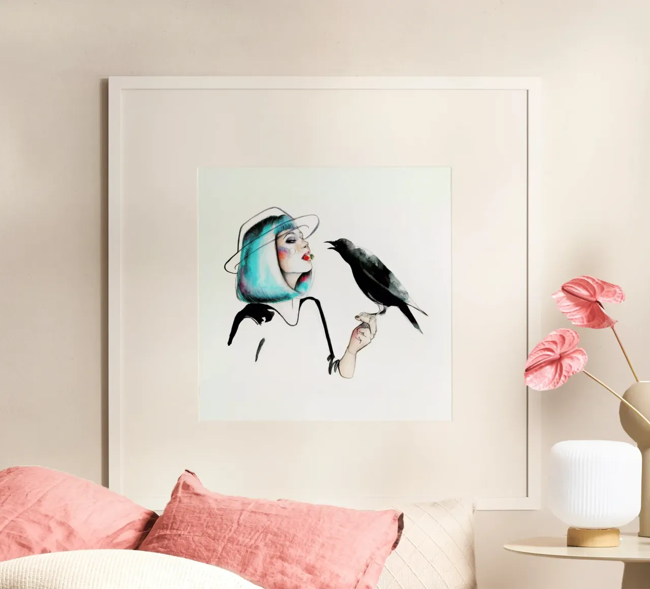 Crow poster con telaio in plastica da Ina Stanimirova