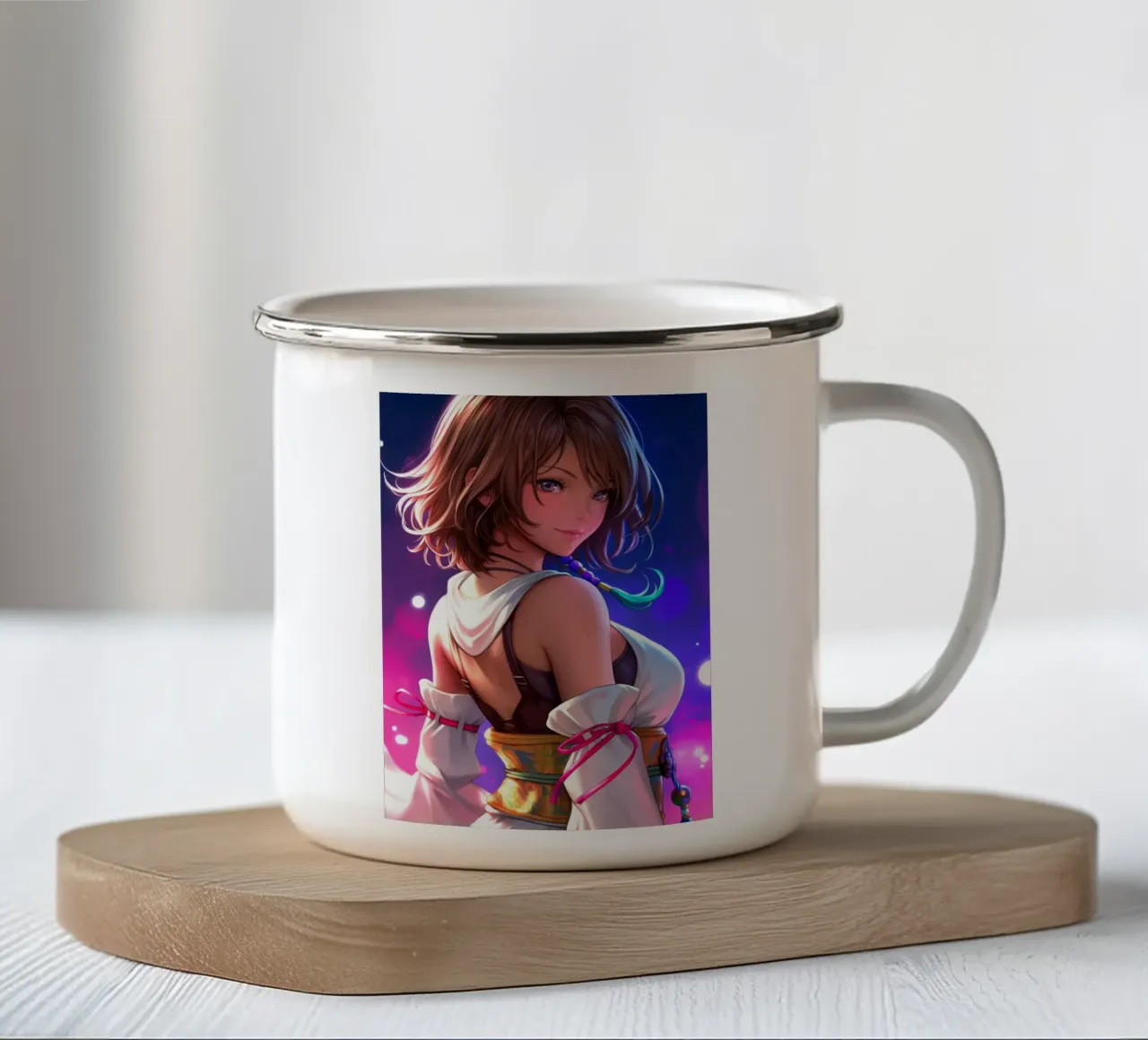 Yuna Final Fantasy X FFX tazza in smalto da Chimera Canvas