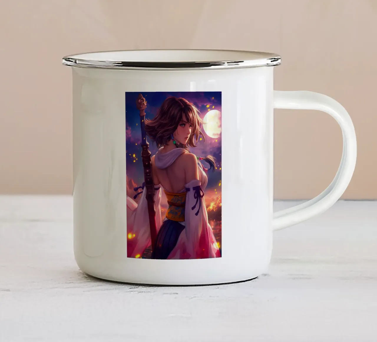 Yuna Final Fantasy X FFX tazza in smalto da Chimera Canvas