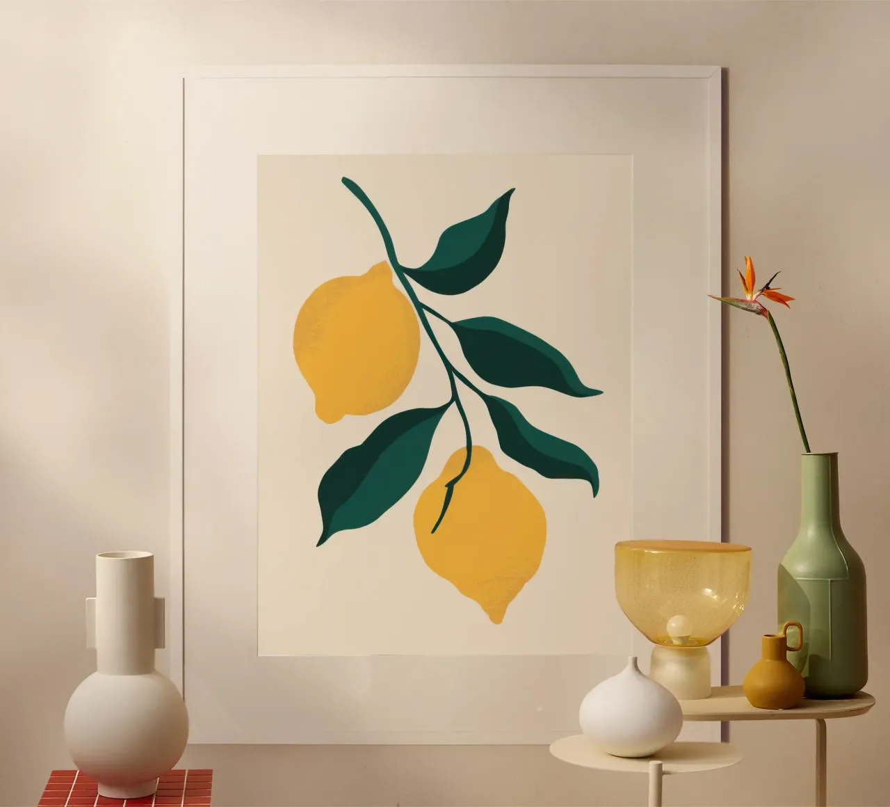 Ramo di limone semplice poster con telaio in plastica da Mark Solaria